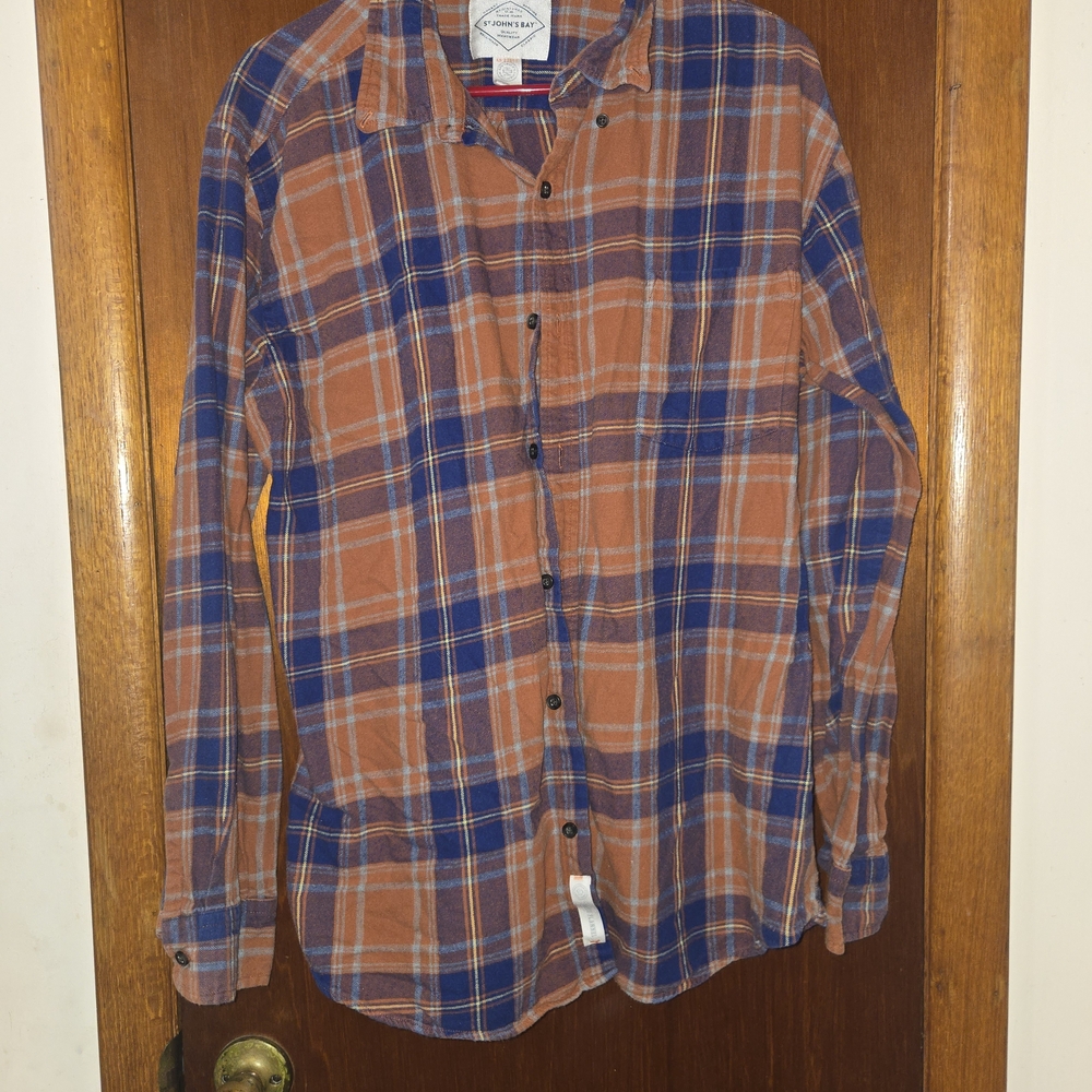 Blue and Orange Plaid Shirt